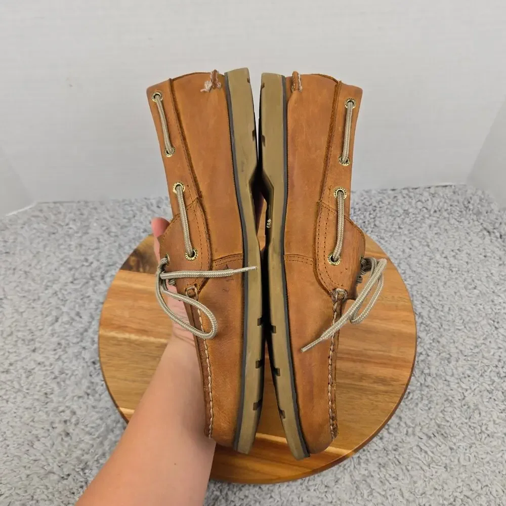 Sperry Top Sider Mens 11.5M Leeward 2-Eye Brown Leather Daily Casual Boat Shoe